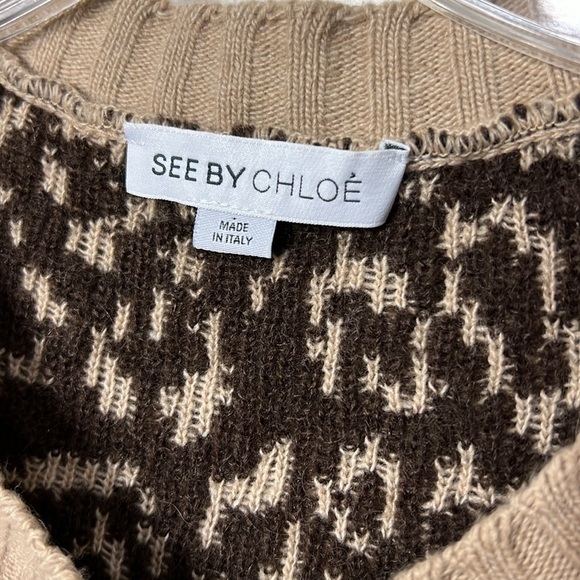 See By Chloe Virgin Wool Leopard Button Front Vest US12 - Picture 6 of 10